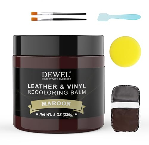 DEWEL Kit de reparación de Cuero Marrón Rojizo 200g Cuidado del Cuero del Coche Bálsamo de Color de Cuero sintético Kit de reparación de Cuero para la restauración de Cuero Grietas Agujeros