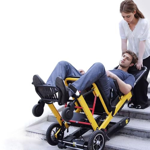 AIBOTY Elektrische Treppenlifte, zusammenklappbarer Rollstuhl-Treppensteiger für ältere Menschen für den EIN-Personen-Betrieb von täglichen Transfers, mobiler tragbarer Treppen-Rollstuhllift,Gelb