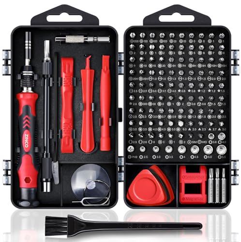 ZINCO Feinmechaniker Werkzeug Set Mini Schraubenzieher - 124 in 1 Handy Reparatur Schraubendreher Mit 101 Bits für PC Computer Laptop PS iPhone Uhr Macbook Spielzeug Xbox Brille Kamera (Red)