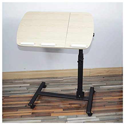Überbetttisch mit Rollen, mobiler Laptop-/PC-Tisch, Schreibtischständer aus Holz für Schlafsofa, Beistelltisch auf Rollen, höhenverstellbar, Überbetttisch (weißes Ahornholz)