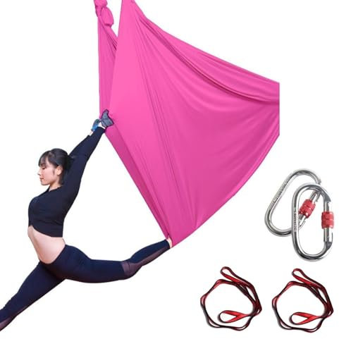 Aerial Yoga Towel, Yoga Towel For Hanging, Yoga Swing, Aerial Yoga Hammock, Acrobatics Towel, Yoga Vertical Towel, Yoga Towels, Swing Frame, Yoga Set For Adults Indoor (5X2.8M)(Rosenrot)