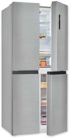 Exquisit Multidoor Kühlschrank 421 L, No Frost, Edelstahloptik | French-Door-Kühl-Gefrierkombination – 4 Türen, Energieklasse C, 182 kWh/Jahr, 39 dB(A) leise