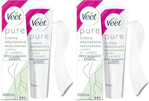 VEET PURE - Crème Dépilatoire Corps & Jambes - Peaux Sèches - Sans Odeur d'Amoniaque - 200ml (Lot de 2)