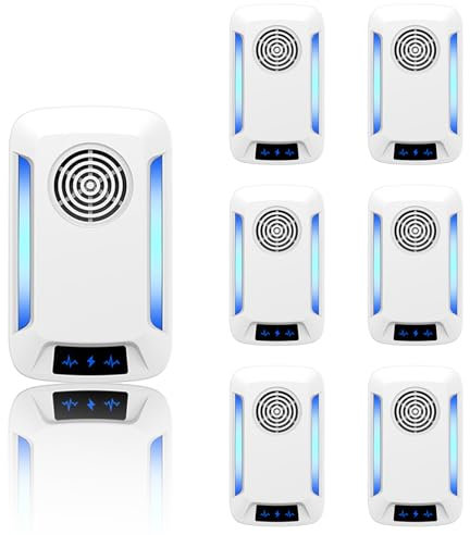 Ultrasuoni per Topi 6 Pack,Repellente Ultrasuoni Anti Zanzare, Elettrico Ultrasuoni Antizanzare, Repellente Ultrasuoni per Anti Topi, Zanzare, Scarafaggi, Formiche, Ragni, Roditori(Bianco)