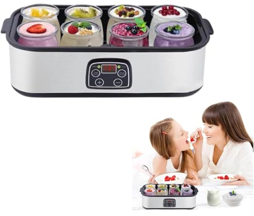 Ultimate Yogurt Maker, Adjustable Temperature & Time Control for Fresh Homemade Yogurt, for Better Intestinal Health, Yogurt Jar with 8 Lids, Perfect Health Gift,Grey