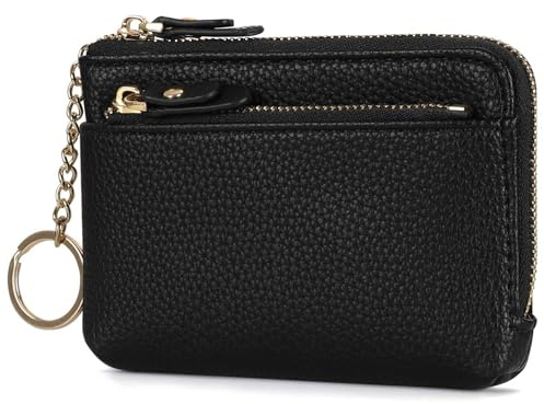 RRANCharltu Portemonnaie Damen klein, Schlüsseltasche Weichem Leder Mini Geldbörse Münzbörsen für Damen Kleiner Geldbeutel mit Reißverschluss Kartenfächer Brieftasche Mädchen, Schwarz