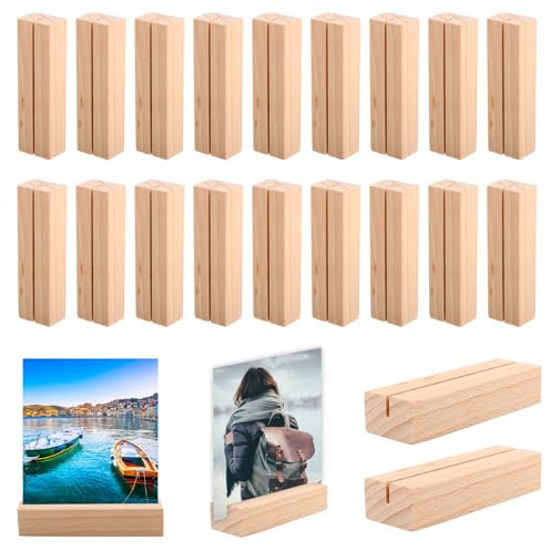 TOSAVGA 20 Stück Kartenhalter Holz,Tischkartenhalter Fotohalter Postkartenhalter Holz für Restaurants, Hochzeiten, Bankette und Partys, Menükartenhalter, Kartenständer, Holzständer, Fotokartenhalter