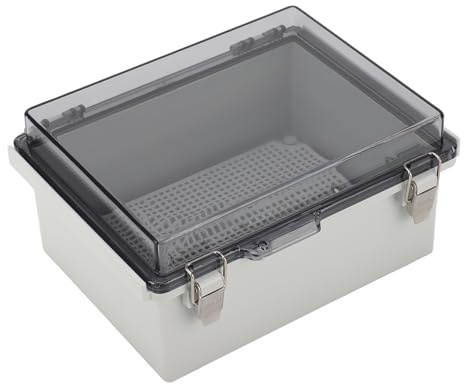 Outdoor Junction Box, Electrical Box with Hinged Transparent Lid, Water-Resistant Universal Project Enclosure Box 220 X 170 X 110mm