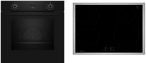 NEFF BX36IB0, Backofen-Set, Bestehend aus B1CCC0AK3, Backofen 60 x 60 cm, CircoTherm für gleichmäßige Hitze, LED-Display & T46SBE1L0, Induktionskochfeld, Powerstufe, Touch Control, Edelstahlrahmen