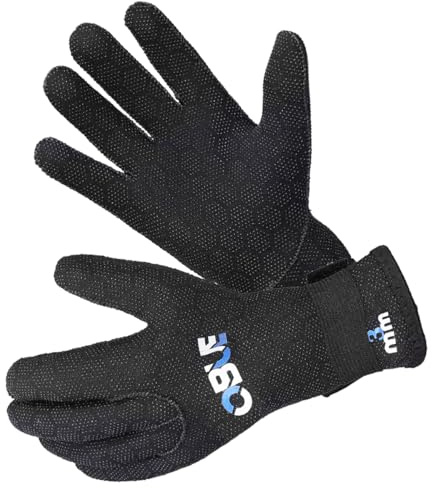 Skyone Neoprene Gloves Scuba Diving Gloves Men Women, Wetsuit Dive Gloves 3MM 5MM with Adjustable Wrist Strap, Thermal Flexible Fully Non-Slip Design Swim Glove for Snorkel Fishing (3MM Black, L)