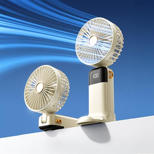 COCOSY Mini ventilador portátil USB recargable, 5 velocidades, autonomía 8 horas, para oficina, dormitorio y viajes, compacto y silencioso