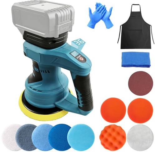 Polisseuse Voiture Compatible avec Makita 18 V, kit de Polissage Sans Filvoiture, Polisseuse Orbitale avec 8 Vitesses Variables & 4500RPM, 150mm polissage Pad, pour Détails Voiture, Sans Batterie