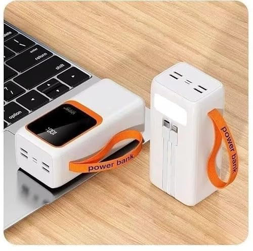 Power Bank, PowerBank, 50000 mAh, grande capacità 22,5 W-PD20 W (4 uscite e 2 ingressi), cavo dati integrato, con funzione di ricarica rapida, adatto per smartphone, ecc.