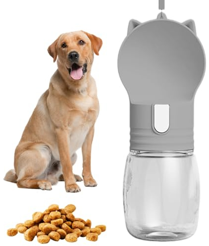 Borraccia portatile per cani da viaggio, 350 ml, a prova di perdite, per cani, senza BPA, da viaggio con ciotola, ideale per cani di piccola taglia, per animali domestici e all'aperto