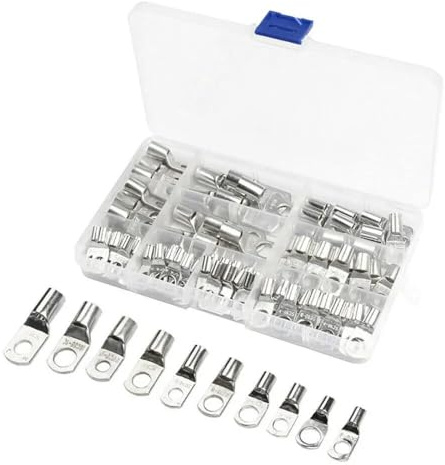 100PCS Ring Terminal Cable Shoes Lugs 35mm2 Tinned Copper Lug Wire eye Connectors BareTerminals Lugs Wire Copper Kit