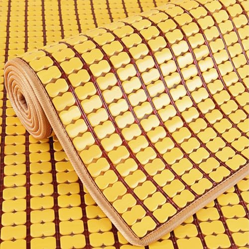 Tappetino Estivo in bambù con Superficie Liscia, Tappetino Antiscivolo in bambù carbonizzato per Mahjong, Tappetino in bambù per Raffreddamento rapido, Doppie nervature e Doppie Linee, tappe