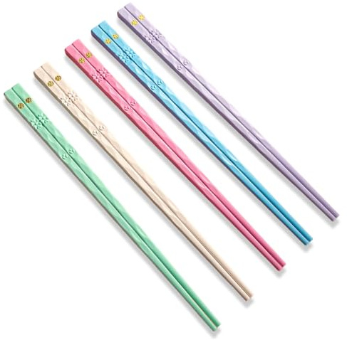 JEYORZY 5 Paia bacchette, Lavabili in Lavastoviglie con Motivo per Incisione, Bastoncini Giapponesi, Bacchette Sushi Set Regalo