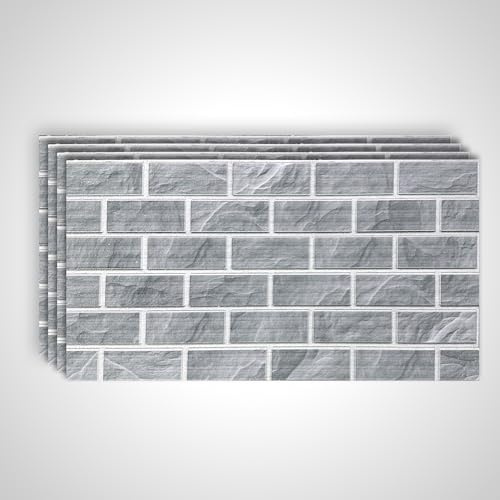 Deconil EPS 3D Wandpaneel Ziegeloptik – 100x50x2 cm – Realistische Backsteinoptik Wandverkleidung – Leicht, DIY Montage, Wärme- & Schalldämmung – Für Innen & Außen (SWP-E7, 4 Stück)