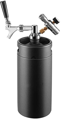 BTYQKZVPM Mini Growler de Acero Inoxidable 3,6/4/5/8 l, Grifo Ajustable, dispensador Cerveza Barril, Herramientas for Equipo elaboración(Black,170 Oz (5 L))