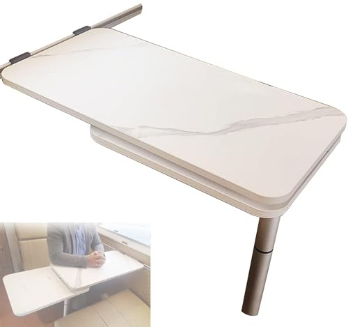 WANGJIANPENGPL Wohnmobiltische Wandmontiert, Wohnmobiltische Klappbar, 360° Drehbare Tischplatte, Abnehmbar, für Den Einsatz in und Außerhalb von Wohnmobilen und Campingbussen Geeignet(White)