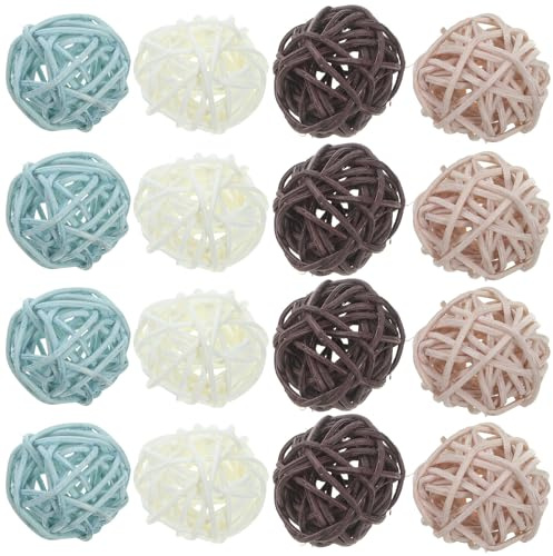 OATIPHO Bolas de Ratán para Jarrones 72 Piezas, 3 Cm, Mezcla de Colores, Oscuro y Marino, Relleno Decorativo para Manualidades y Decoración del Hogar