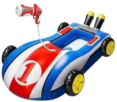 Premium Inflatable Kids Pool Float with Water Spray Car Shaped Swimming Toy Thick Anti-Rollover Lounger for Boys Girls Summer Beach Games, 105x85cm