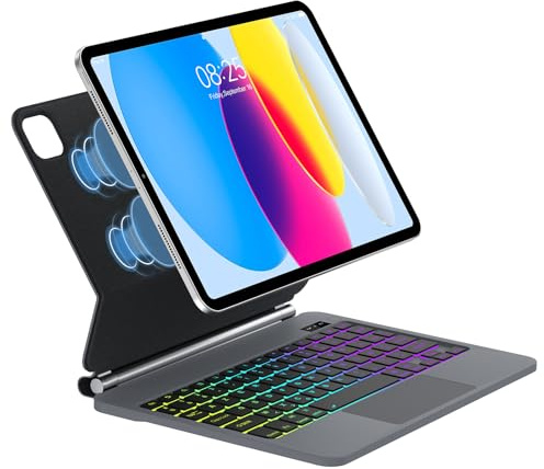 Magic Keyboard per iPad A16 11 Generazione 2025/10 Generazione 10.9 2022 | Italiano QWERTY Tastiera Retroilluminata Bluetooth con Trackpad per iPad A16 11/10, Nero