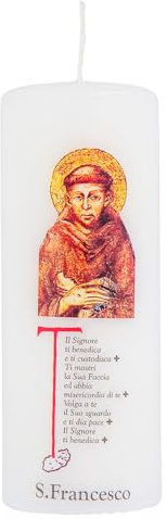 SHALOM - Candelotto Devozionale San Francesco D’Assisi – Ostensione 2026 – Idea Regalo Devozionale 5x13 Cm