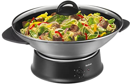 Tefal Multi Wok électrique, Thermostat réglable, Cuisson saine, Indicateur de chauffe Thermo-Spot, Couvercle en verre, Fabriqué en France WO300010