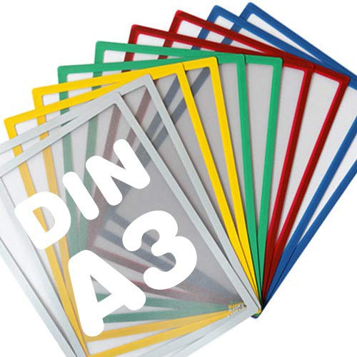 5 x Magnetrahmen A3 Magnet-Tasche Info-Rahmen - 5 Stück - ORANGE - Infotasche Blatthalter magnetisch für Angebotsschilder Aushänge Brandschutzinfos Kundeninformationen, Farbe: Orange