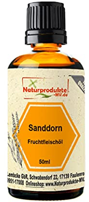 Sanddorn Fruchtfleischöl 50 ml kaltgepresst Sanddornöl - Hippophae Rhamnoides - Sanddorn Öl - Sea Buckthorn Oil - Rein & Natürlich - Trägeröl - Pflegeöl - für Hautpflege - Gesicht - Körperpflege