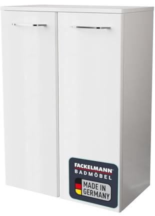 FACKELMANN Doppel-Midischrank Milano/Badschrank mit Soft-Close-System/Maße (B x H x T): ca. 60,5 x 83 x 32 cm/hochwertiger Schrank fürs Badezimmer / 2 Türen/Korpus: Weiß/Front: Weiß