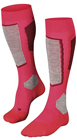 FALKE Women's SK2 Intermediate W Kh Wool Warm Thick Skiing Socks 1 Pair, Red Rose 8680, 4-5