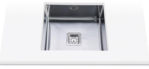 Edesa | Fregadero Bajo Encimera | Modelo MAKALU BE 45x40 1C R-10 | 1 Cubeta Cuadrada | Fregadero de Cocina 20 cm de Profundidad | Ancho de 60 cm | Acabado en Acero Inoxidable