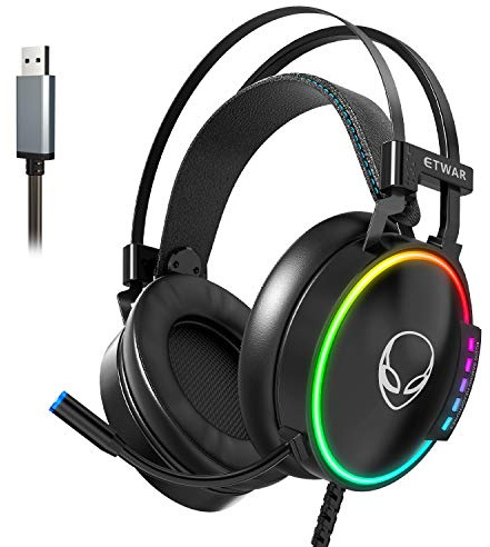 Buqiuy 7.1 Casque de jeu USB avec microphone