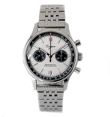 NC 40MM ST1901 Seagull Bewegung Chronograph Herrenuhren Saphirglas Mechanische Pilot 1963 Uhr 50M wasserdichte Herrenarmbanduhren (Steel Strap)