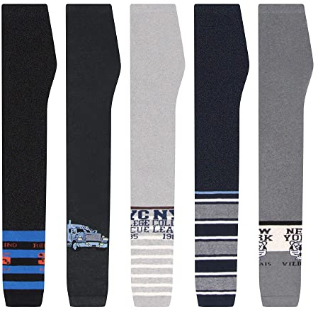 L&K-II Paket med 5 pojkar leggings för barn, byxor, höst, vår, bomull, ankellängd, 2777, 5 Par-2752, 122-128