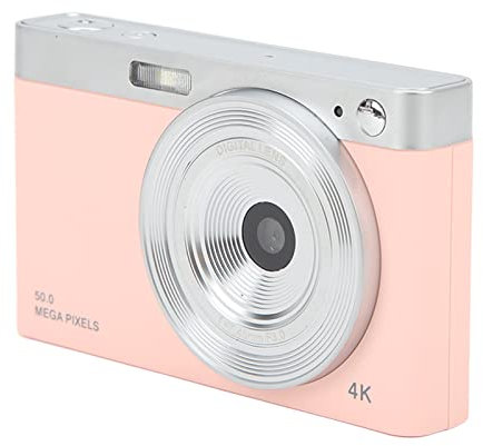 Fotocamera Digitale 4K, 16X Zoom 50MP AF Autofocus Vlogging Camera, 2,88 Pollici IPS HD Mirrorless con Batteria, Mini Fotocamera Portatile con Luce di riempimento a LED per Adolescenti(Rosa)
