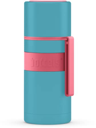 boddels Thermoskanne mit Becher 350ml - Isolierflasche aus Edelstahl, auslaufsicher, Vakuum-isoliert, doppelwandig, Thermosflasche mit Becher, BPA-frei, hält 12h warm, 360° Verschluss, Trageschlaufe