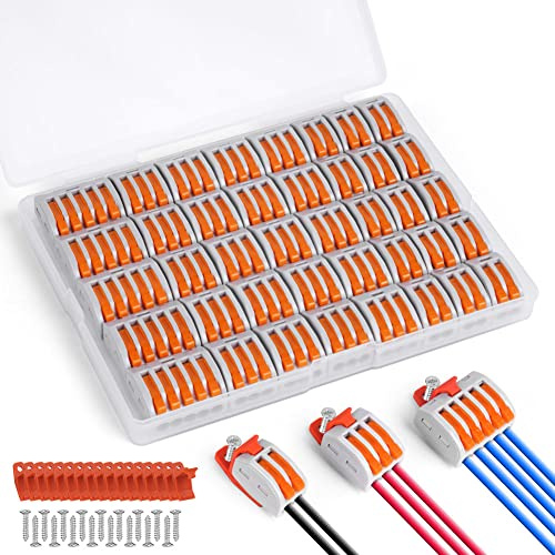 Flintronic 40 Piezas Conectores Eléctricos Cable, Conectores Eléctricos Rapidos, Bloques de Terminales con 20 soportes y 20 Tornillos, se Puede Combinar Libremente, Retardante de Llama PA/PC.