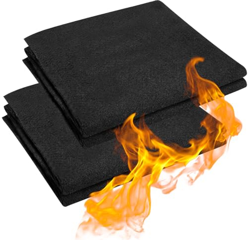 Wonninek Lot de 2 Couvertures de Soudage en Feutre de Carbone, Tampon Isolant Ignifuge Haute Température Jusqu'à 1093 °C, 30,5 x 68,6 cm, Tissu pour Torche, Plomberie, Chiffon