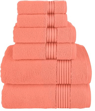 Elegant Comfort Juego de 6 Toallas de algodón, Incluye 2 toallitas, 2 Toallas de Mano y 2 Toallas de baño, 100% algodón Turco, Toallas Altamente absorbentes y súper Suaves para baño,