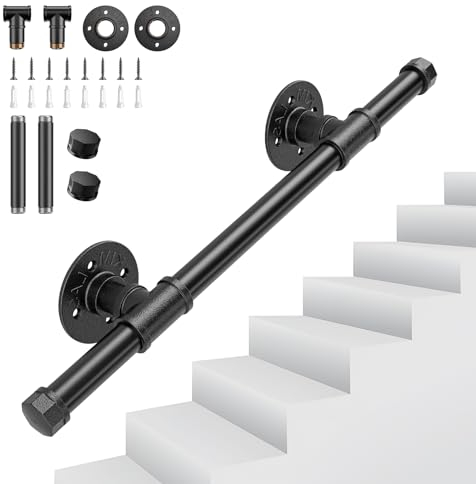 Passamano per Scale Interne, Couleeur Indoor e Outdoor Scale Ringhiere, Montaggio a Parete Scale Ringhiera per Anziani Disabili Gradini Corrimano Zincato Industriale Antiscivolo Passamano (0.5 M)