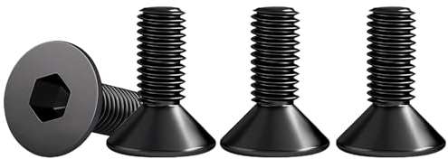 Drenky Black Socket Countersunk Screws M6 X 16mm 304 Stainless Steel Hex Socket Countersunk Bolts DIN 7991 / ISO 10642 Machine Screws Rustproof Flat Head Hex Socket Cap Screws (Pack of 25)