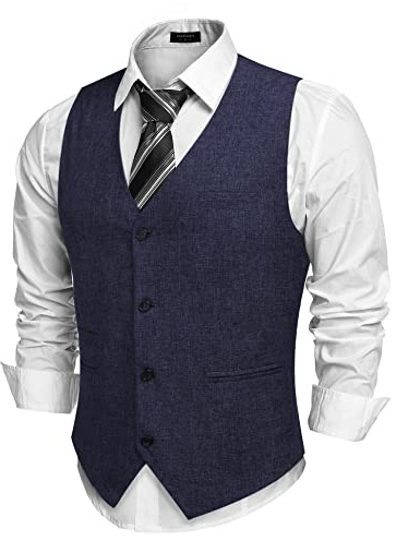 COOFANDY Herren Anzug Westen Slim fit Elegant Hochzeit Anzugweste Klassische Casual Businessweste Formelle Smoking Westen mit Taschen