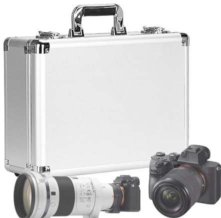 Pequeña caja de aluminio – Maletín de herramientas de aluminio | Caja de herramientas con asa | Maletín de herramientas con espuma | Organizador de herramientas portátil para instrumentos de medición