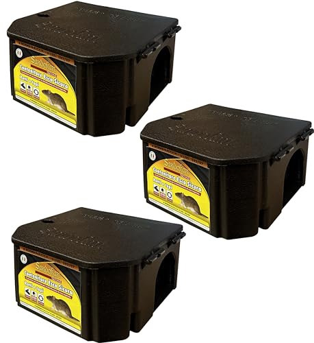 Trappole per Ratti e Topi Professionali – 3 Contenitori per Esche Topicida con Chiave di Sicurezza, Resistenti per Interni ed Esterni – Box Anti-Manomissione per Derattizzazione