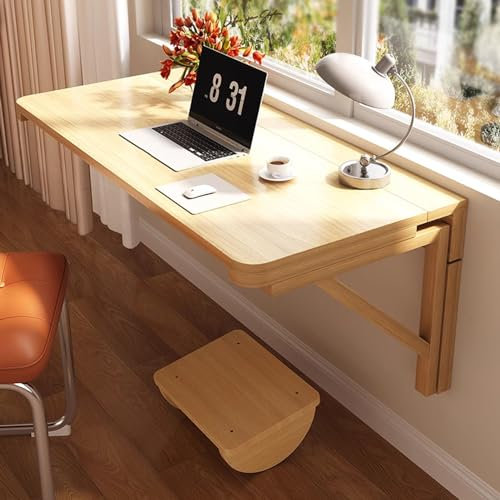 Wandmontierter schwebender Klappschreibtisch aus Holz für Waschküche | Abklappbares Regal – L40 60 70 80 90 100 120 cm | Klappbare Computertisch-Werkbank, Frühstücksbartisch ( Size : L70xW30cm/L28xW12