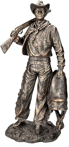 Figuren Shop GmbH Cowboy Figur mit Gewehr und Sattel 45,5 cm - Western Deko Statue