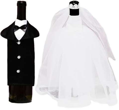 1 Paar Braut Und Bräutigam Flaschenüberzug,Hochzeit Weinflasche Abdeckung, Flaschendeko Braut Und Bräutigam, Weinflasche Braut, Für Hochzeit, Verlobung Bankett Dekoration